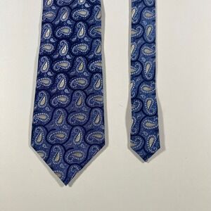 Tango Men Blue Silver Paisley Handmade Woven Silk Blend Classic Necktie RN 51033